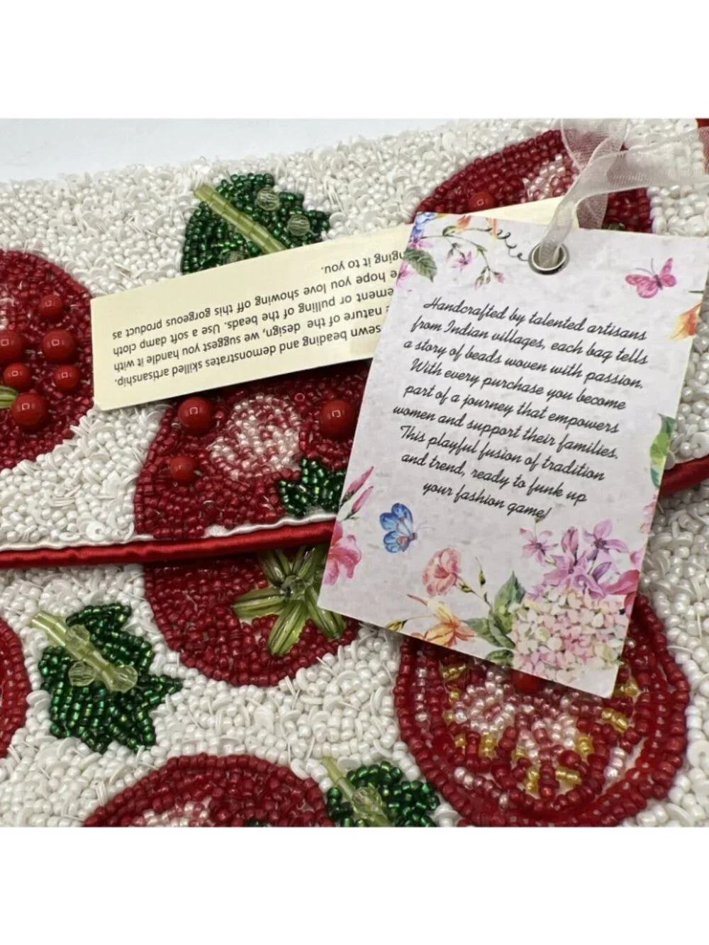 TJMaxx Beaded Shoulder Bag Viral Tomato Red White NWT TikTok Viral